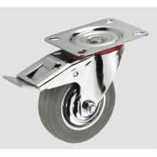 4inch Gray Rubber Industrial Caster with Brake